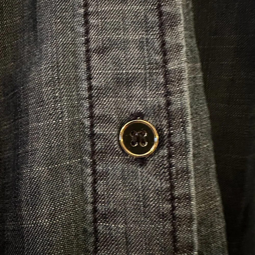 Trina Turk Deep Denim Shirt with Neck Ties - Size Large- Barely Worn - Picture 8 of 8